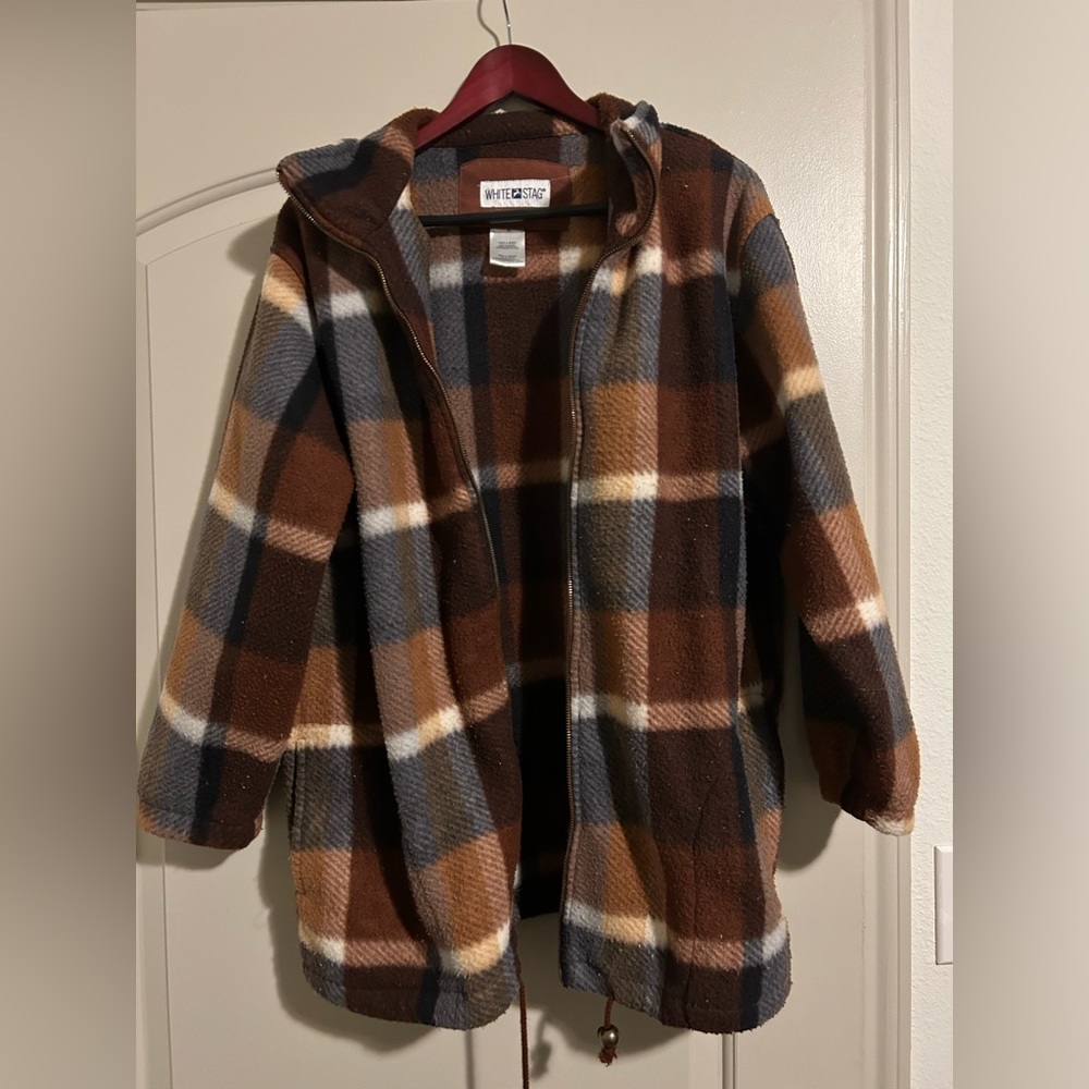Plaid white stag like new shacket